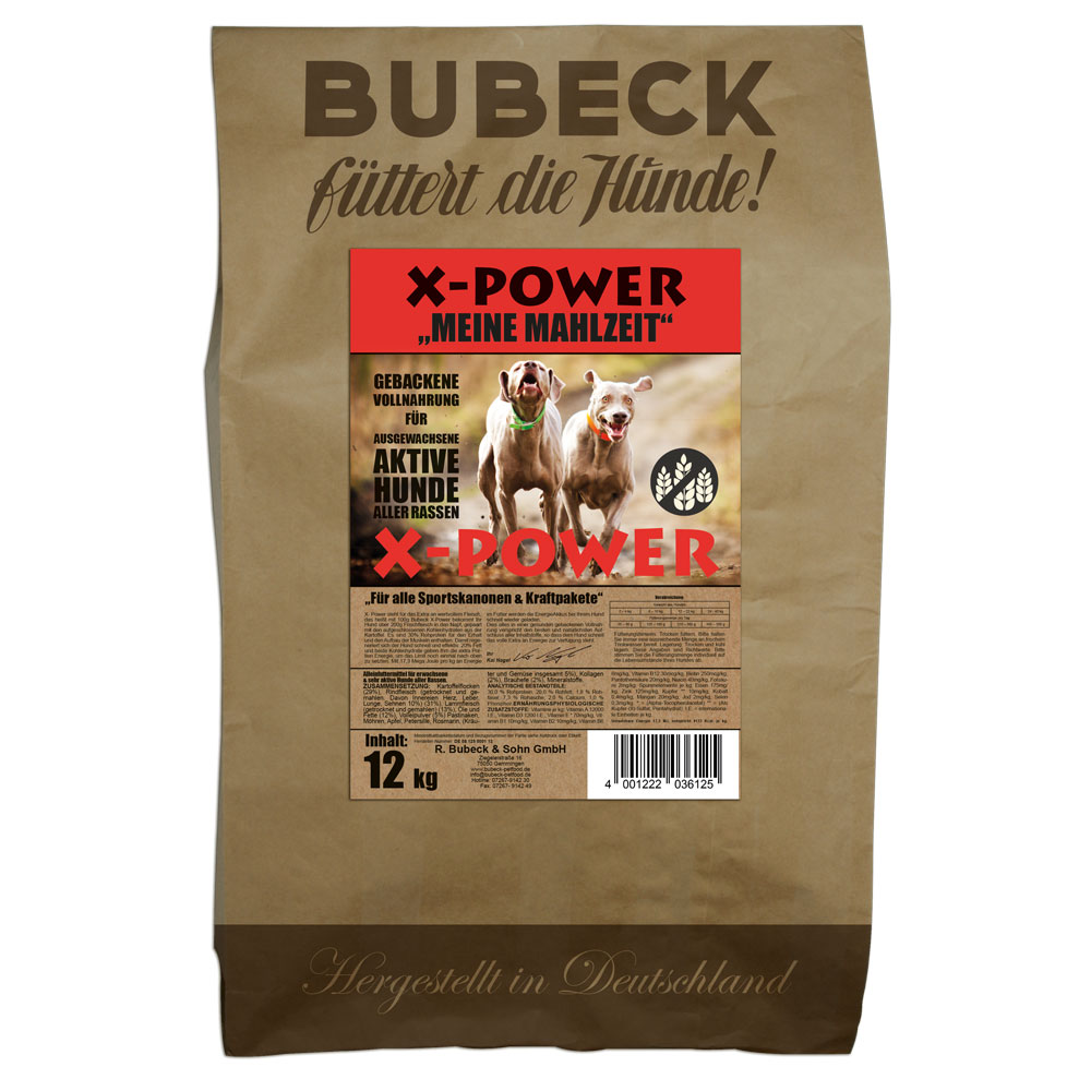 Bubeck Hundefutterverpackung 12_5kg Papiersack Adult Rezeptur mit Kartoffel X-Power