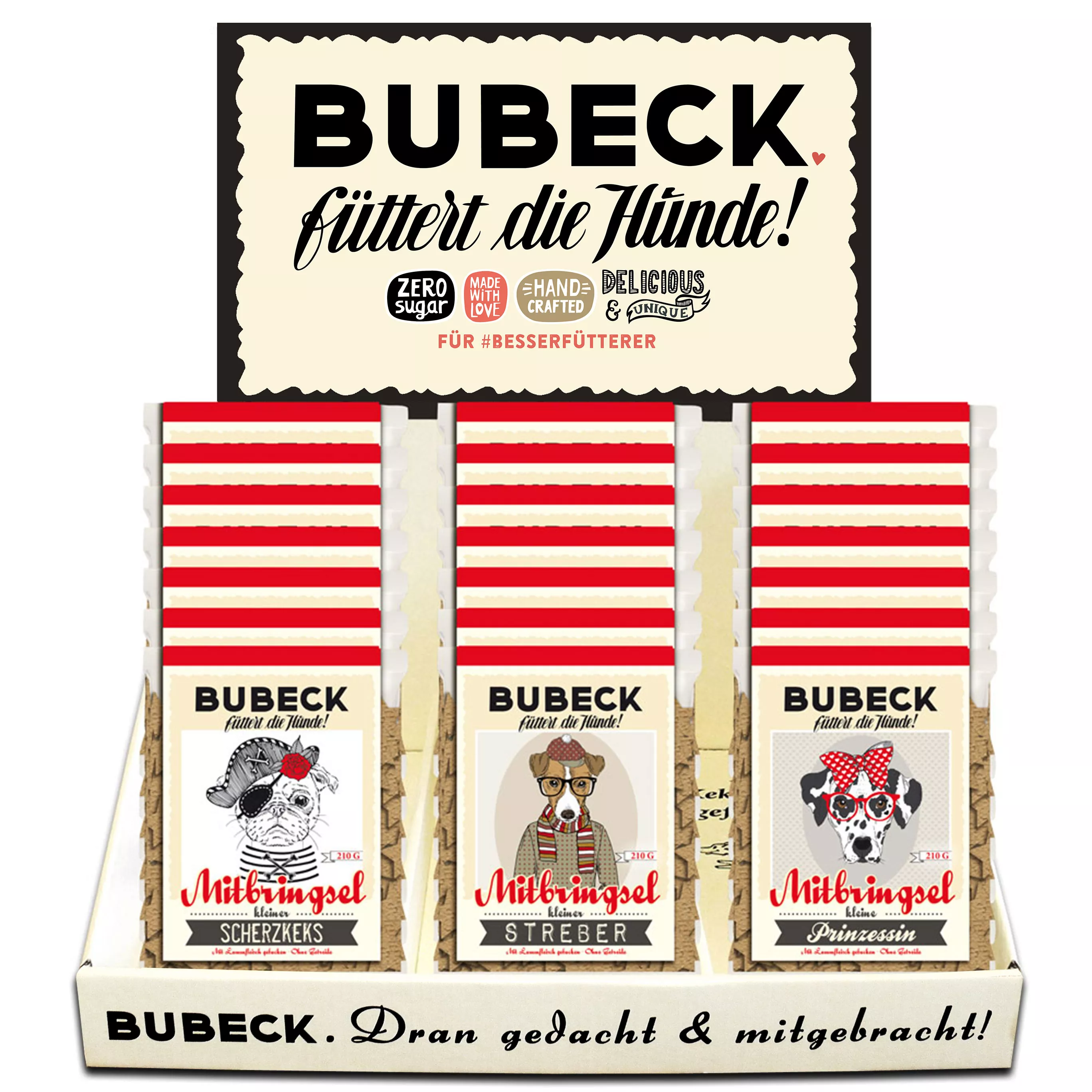 Mitbringsel Hipster Edition 21 x 210g Display | getreidefreie Hundekuchen