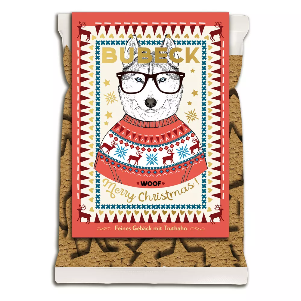 Bubeck Hundekuchenverpackung 210g Bubeck Weihnachtskekse - Motiv: Husky Bubeck Hundekuchenverpackung 210g Bubeck Weihnachtskekse - Motiv: Husky
