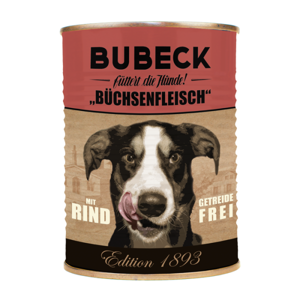 Dosennahrung für Hunde Büchsenfleisch mit Rind von Bubeck
