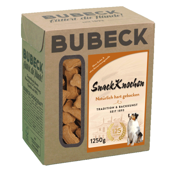 Hundekuchen gebacken mit Rind und Gefluegel in Knochen Form fuer Hunde von Bubeck 